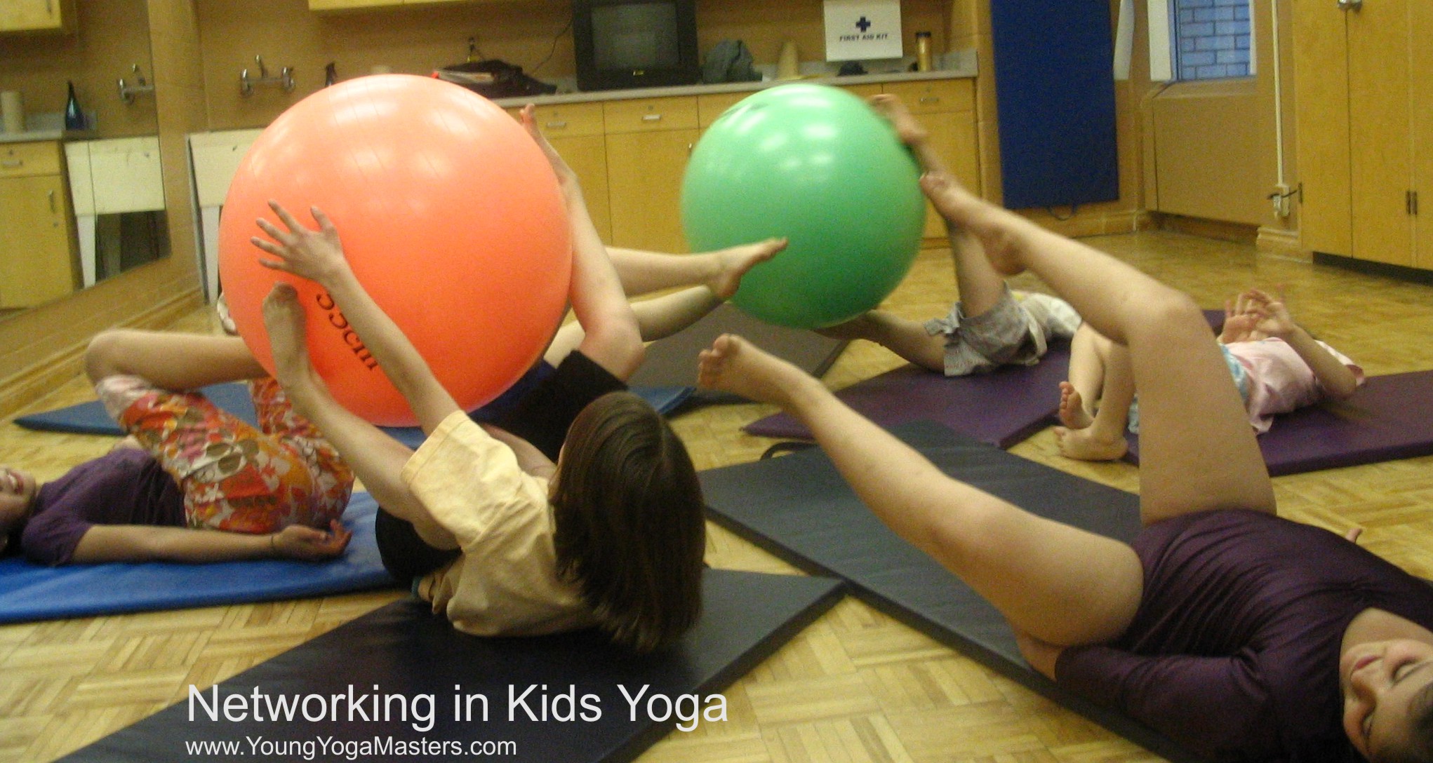 Pass the Ball Kids play a networking game that builds co-operation.