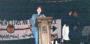 Here I'm giving a speach about poverty issues at IWD in Convocation Hall, Toronto.