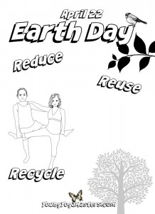 Earth Day parnter yoga coloring page for kids yoga