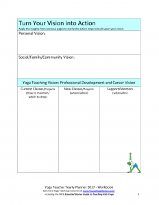 Yoga teachers take all the insights from the workbook to clarify their goals and vision for 2017